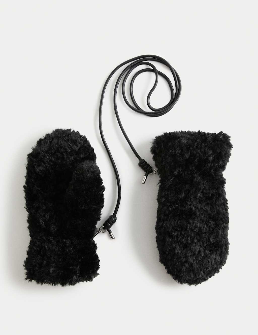 M&S Faux Shearling Mittens Black