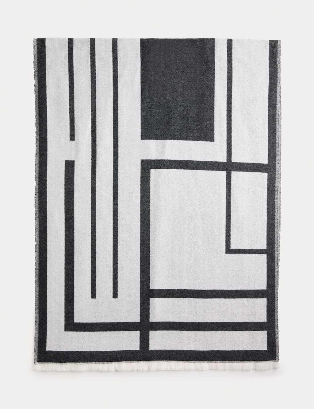 M&S Woven Geometric Scarf Black Mix