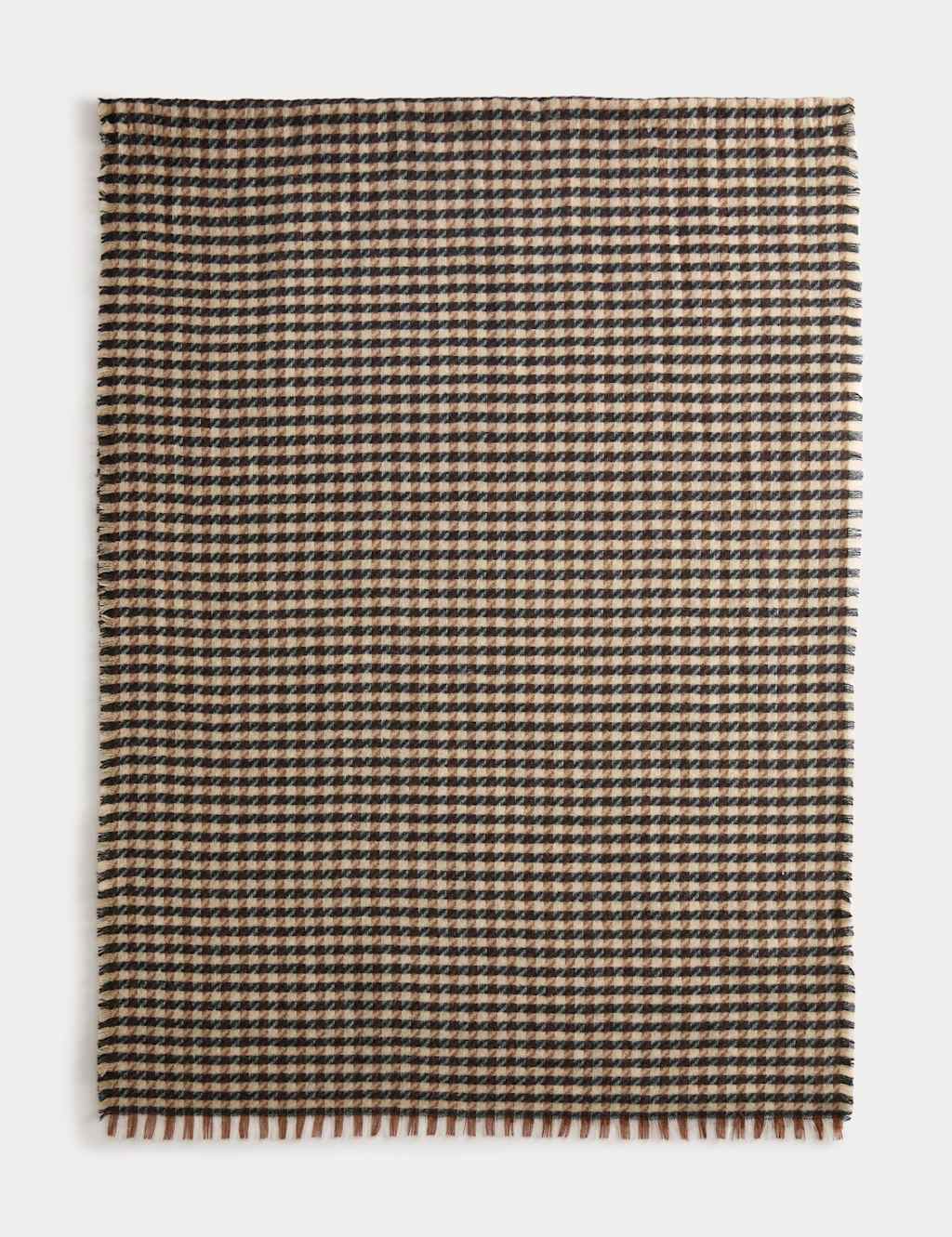 M&S Woven Checked Fringed Scarf Cream Mix