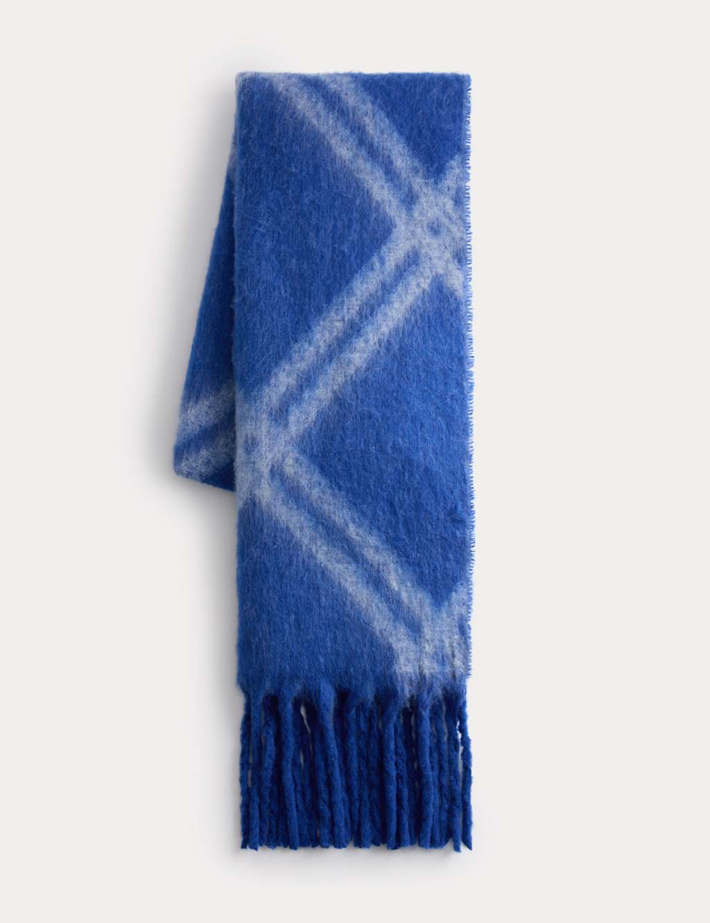 M&S Knitted Argyle Tassel Scarf Cobalt