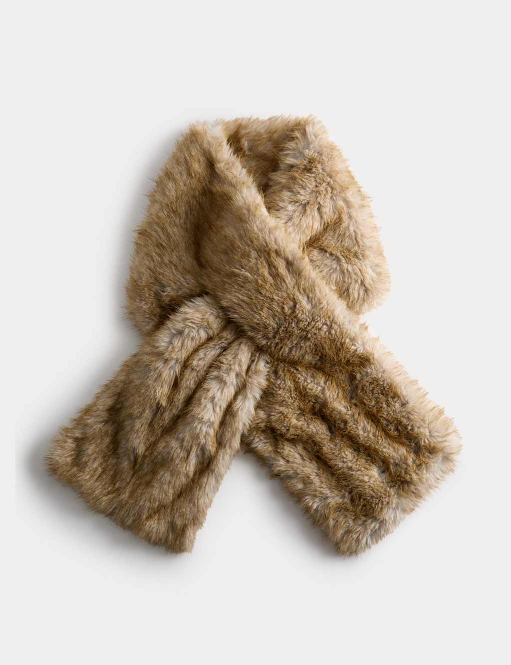 M&S Faux Fur Tipped Scarf Natural Mix