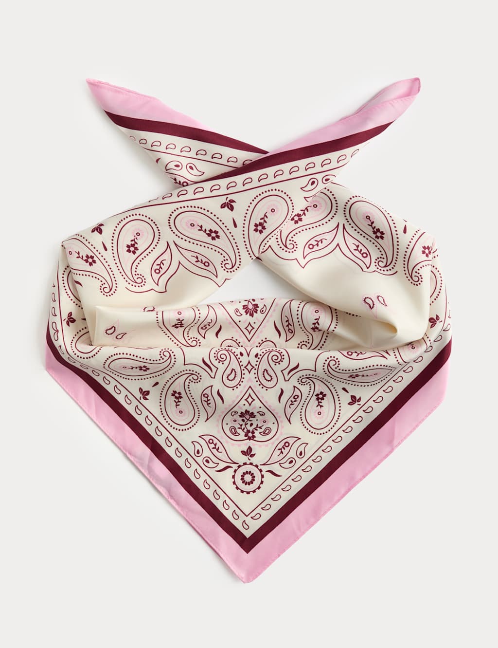 M&S Women's Satin Printed Neckerchief - Pink Mix
