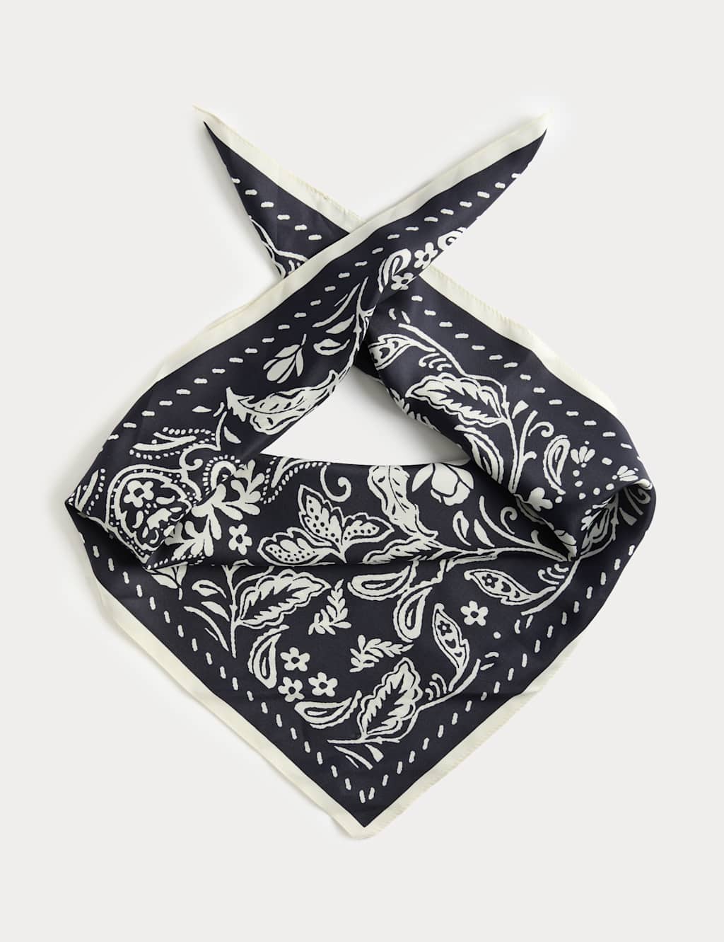M&S Women's Satin Printed Neckerchief - Navy Mix