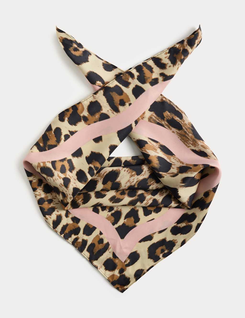 M&S Women's Satin Printed Neckerchief - Brown Mix