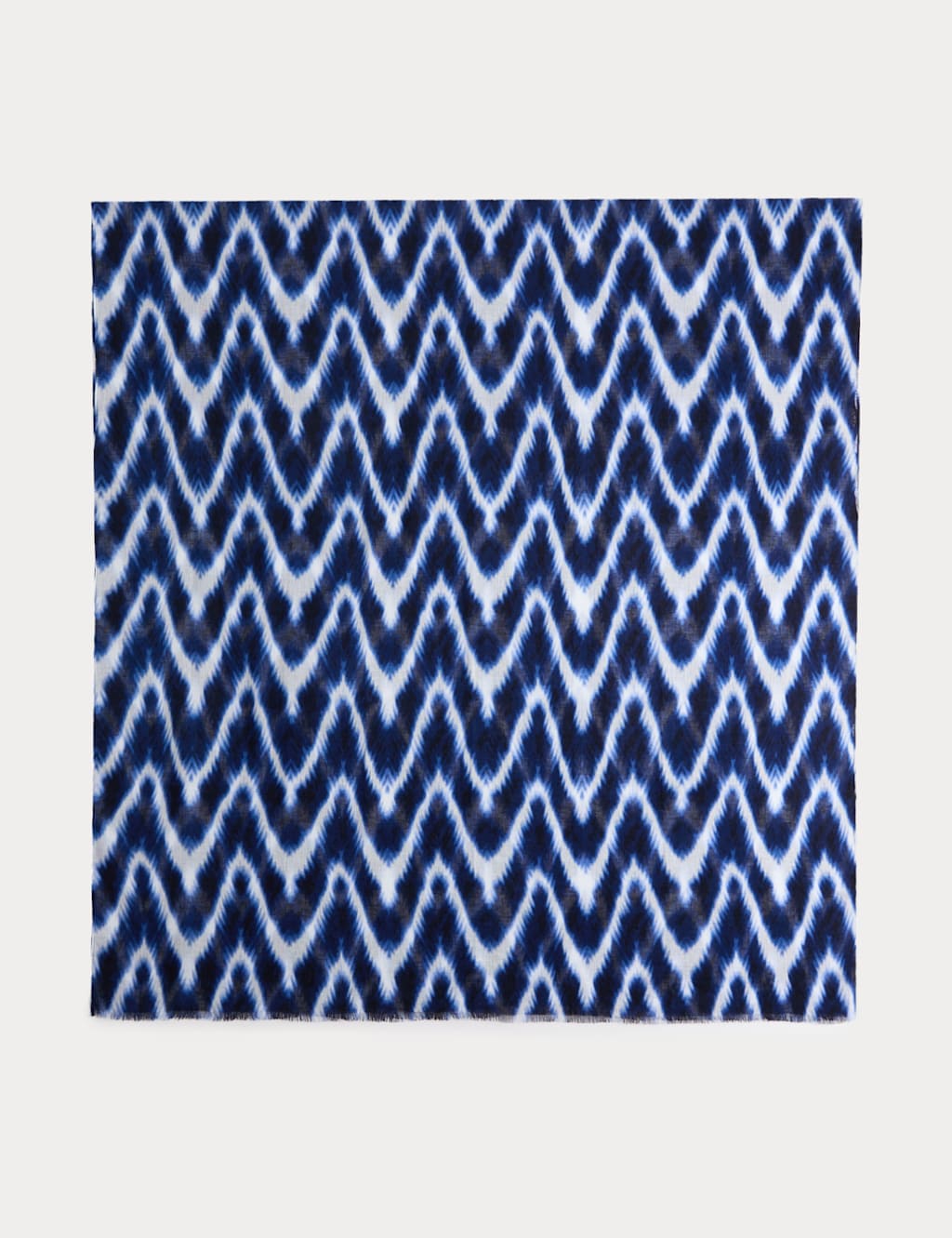 M&S Women's Linen Blend Ikat Printed Scarf - Blue Mix