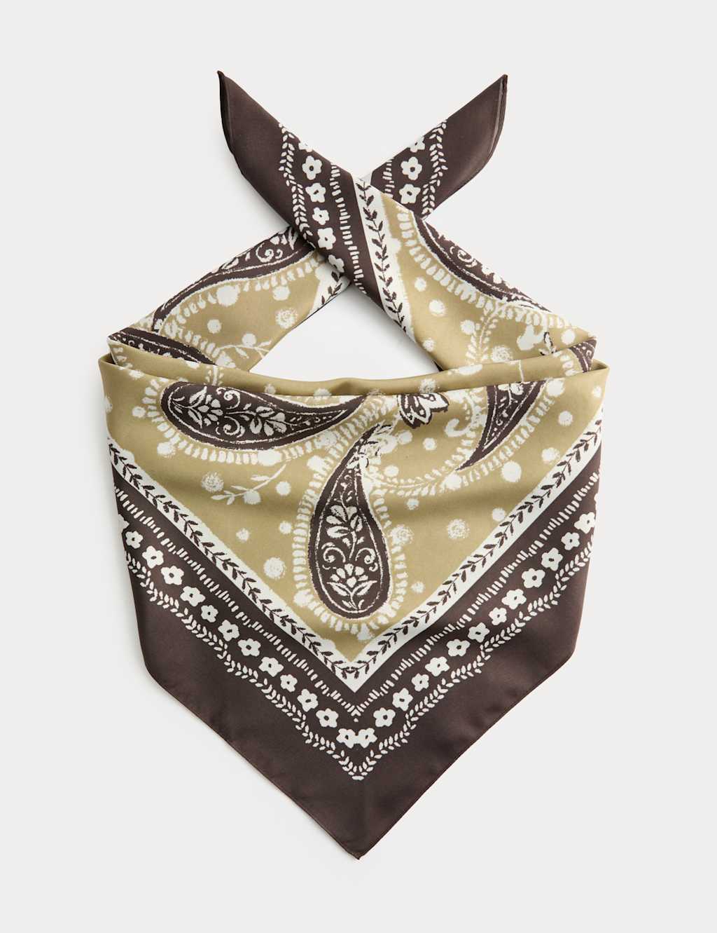 M&S Women's Satin Printed Neckerchief - Green Mix
