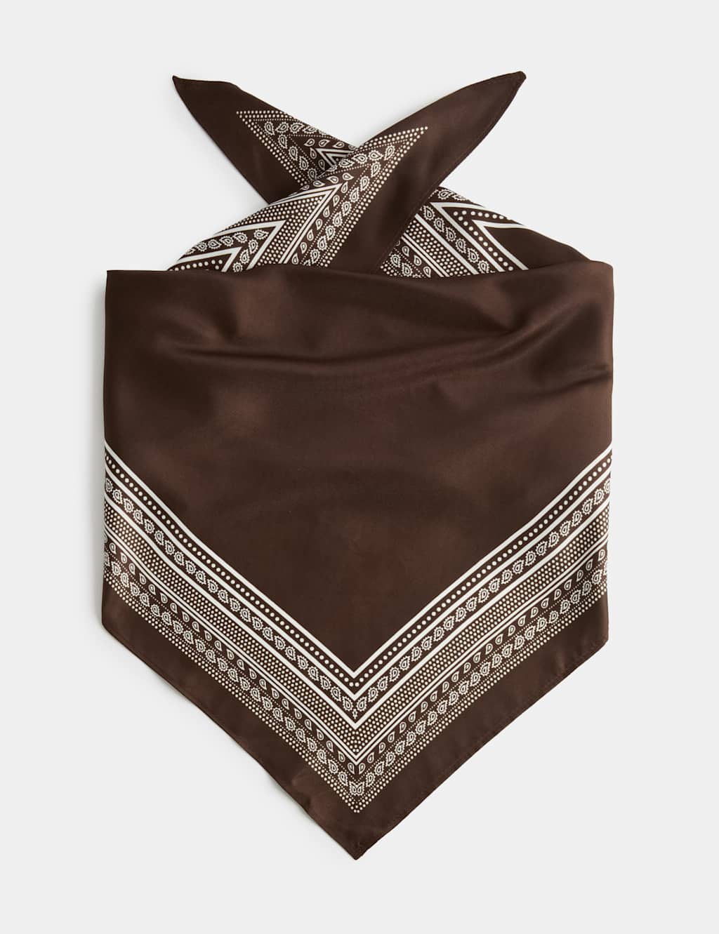 M&S Women's Satin Triangle Printed Neckerchief - Brown Mix