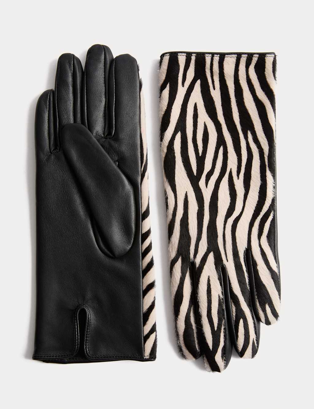 M&S Leather Hide Gloves Black Mix