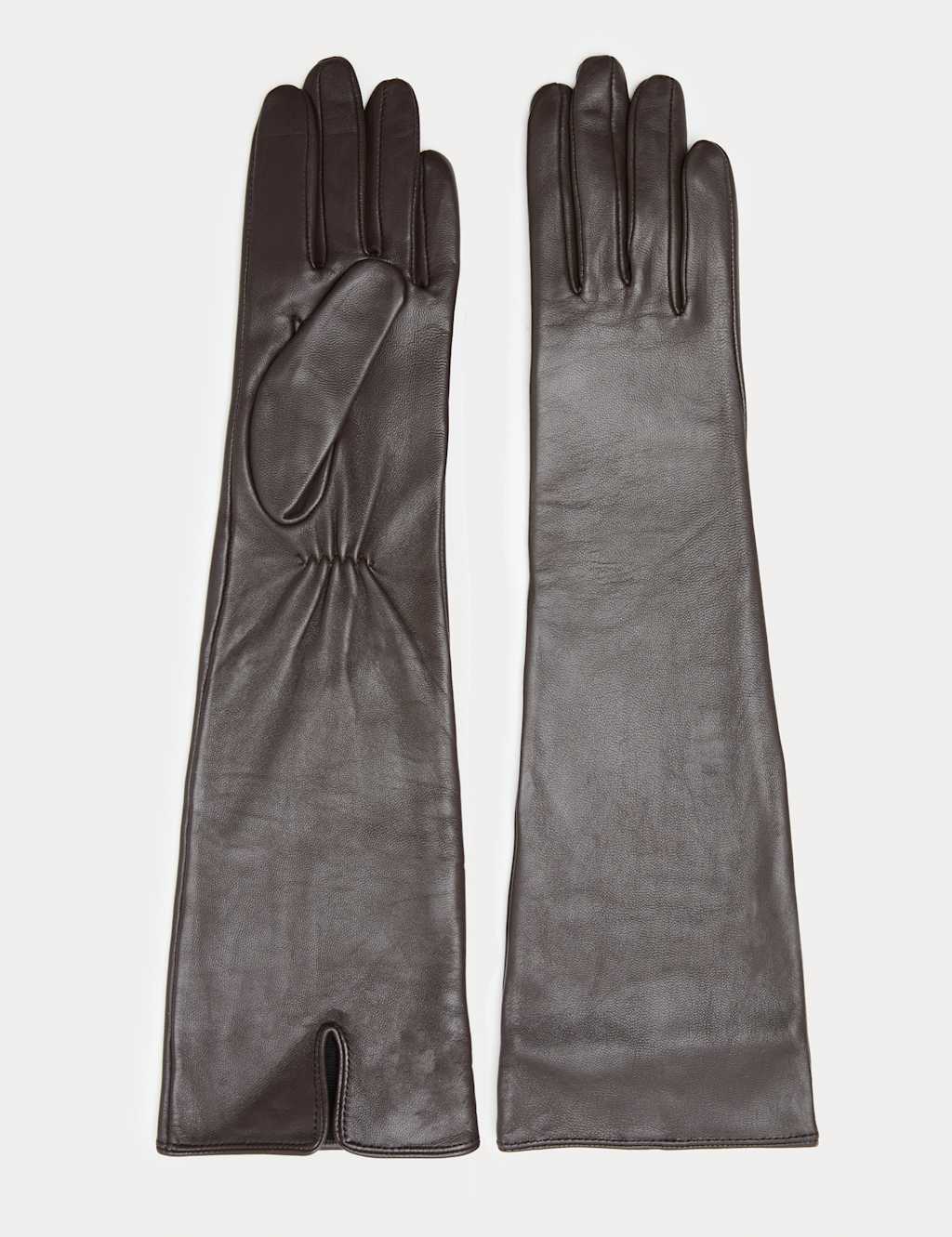 M&S Leather Mid Length Gloves Chocolate