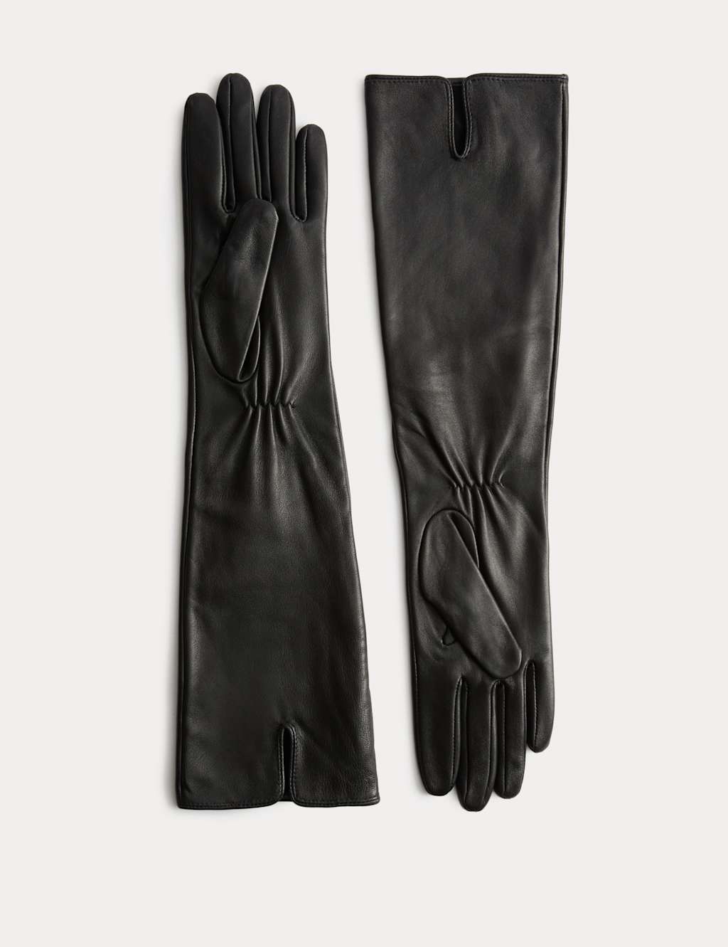 M&S Leather Mid Length Gloves Black