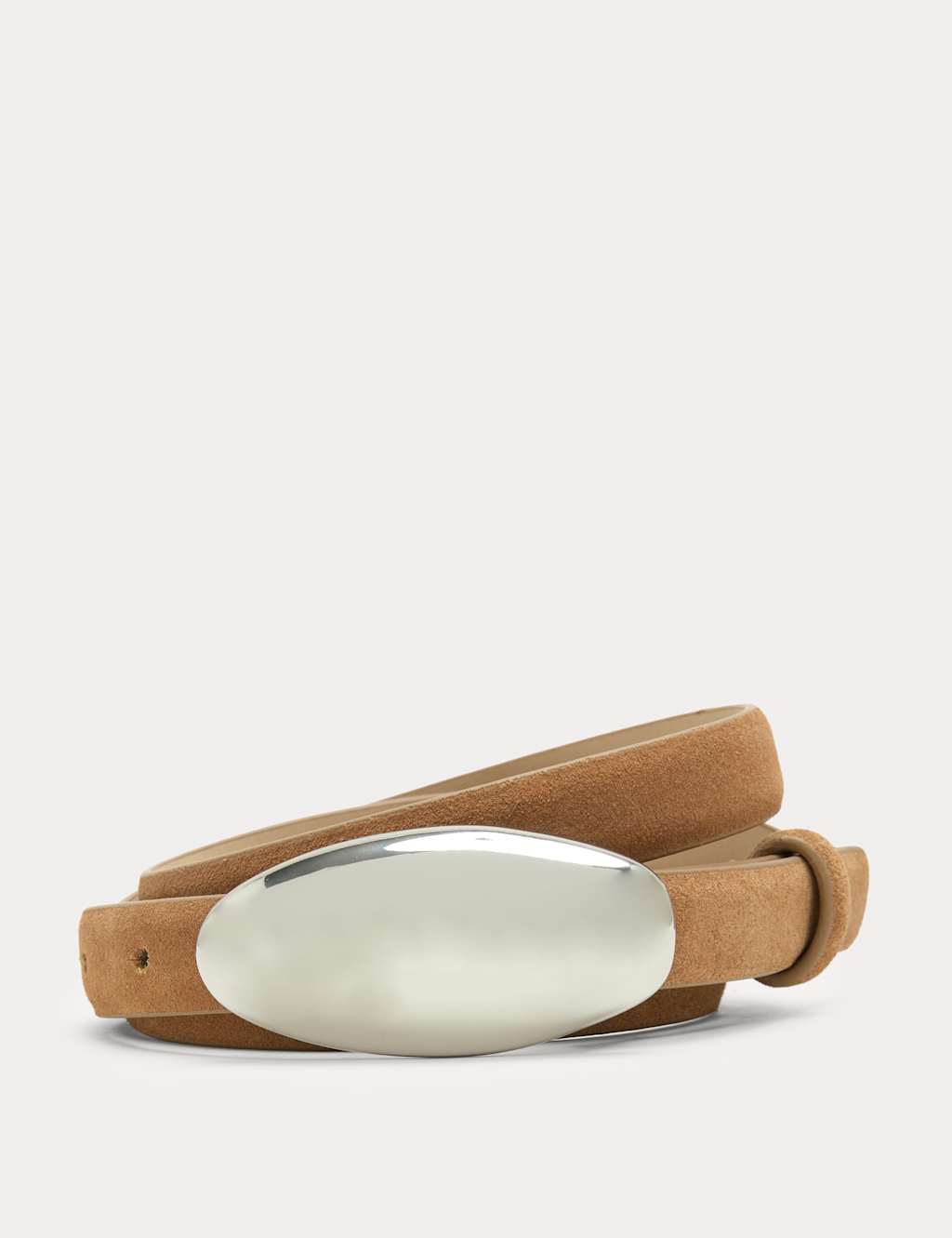 M&S Women's Suede Feature Buckle Belt - Small - Tan