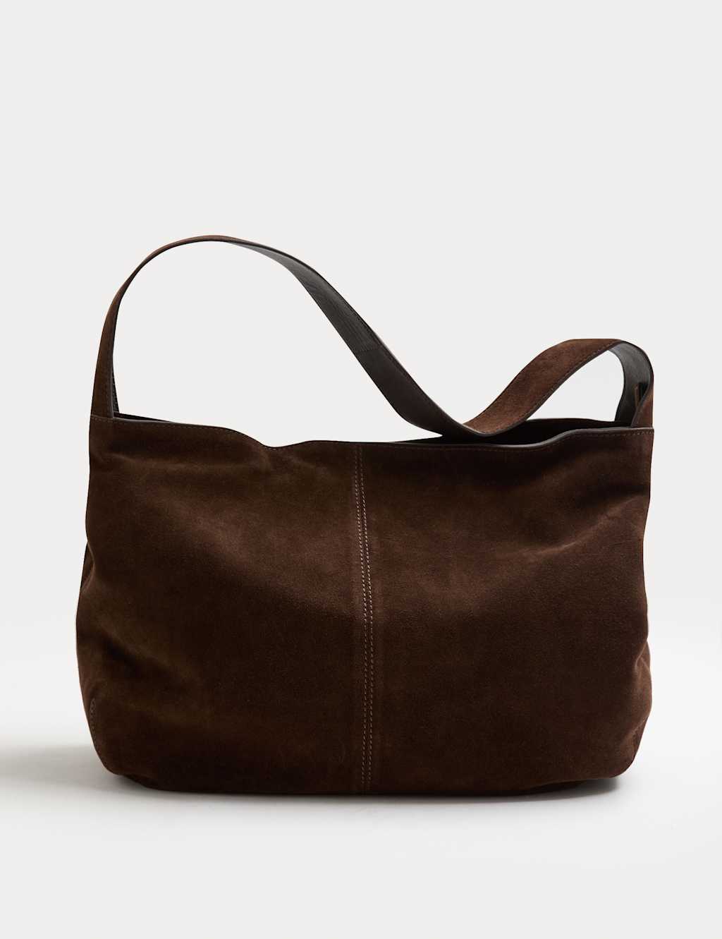 Autograph Women's Suede Zip Slouchy Shoulder Bag - Dark Chocolate