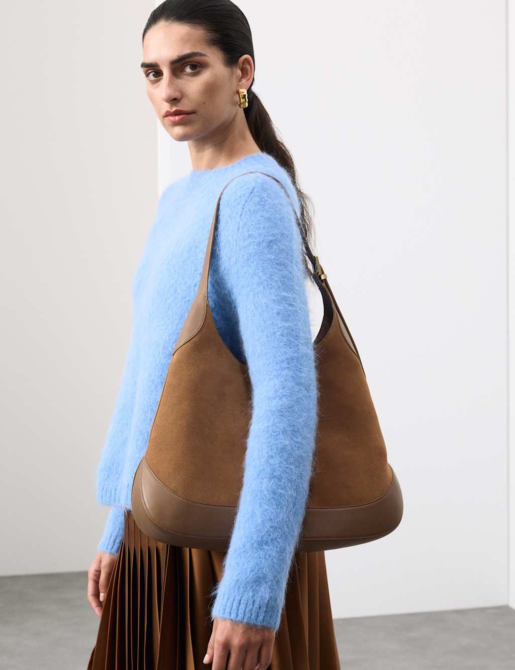 Autograph Suede Top Handle Shoulder Tote Toffee