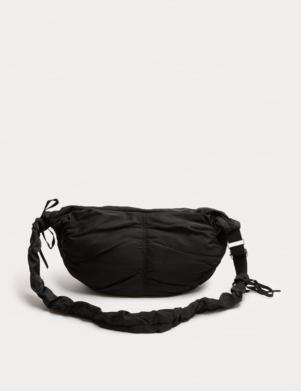 M&S Women's Nylon Ruched Sling Shoulder Bag - Black