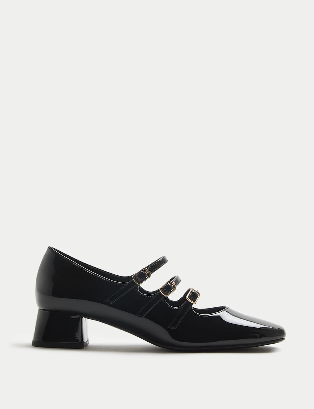 M&S Strappy Block Heel Mary Jane Shoes Black