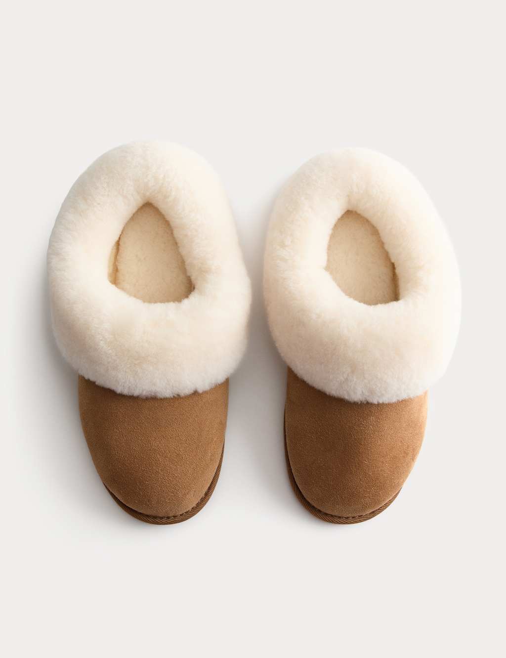 M&S Women's Suede Shearling Lined Mule Slippers - 4 - Chestnut