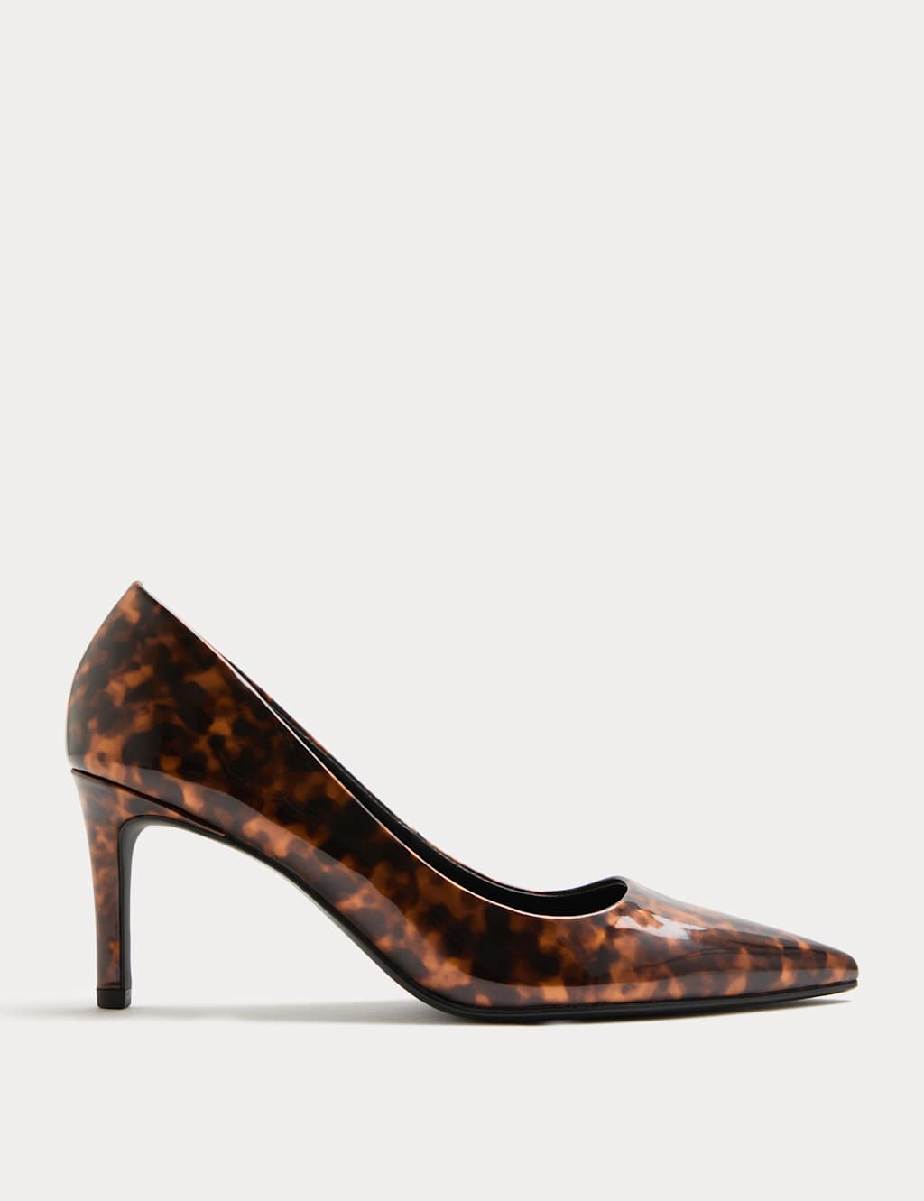 M&S Wide Fit Tortoise Shell Pointed Court Shoes Brown Mix