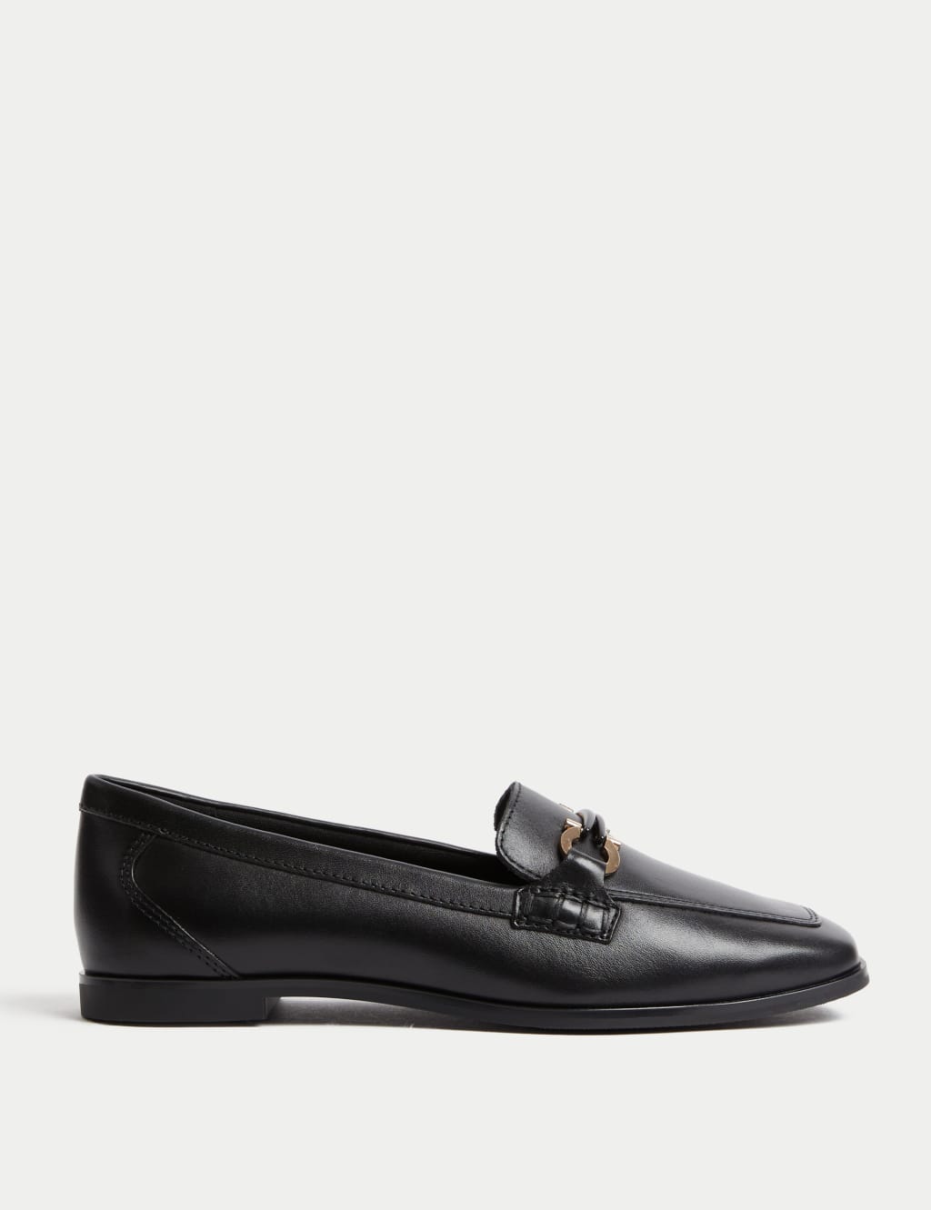 Leather Trim Square Toe Loafers