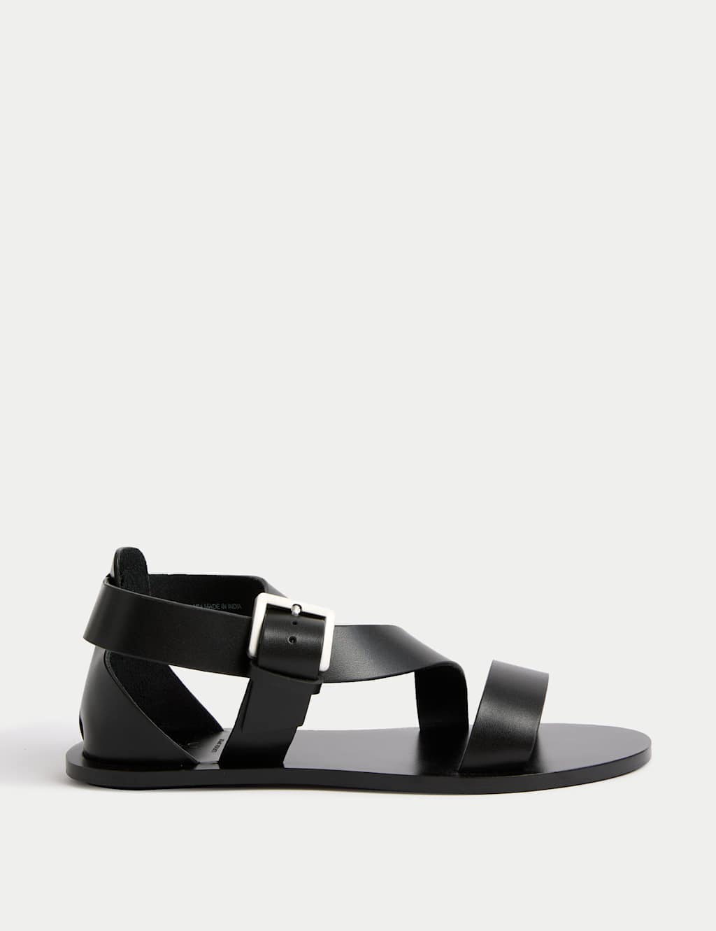 Leather Crossover Ankle Strap Flat Sandals