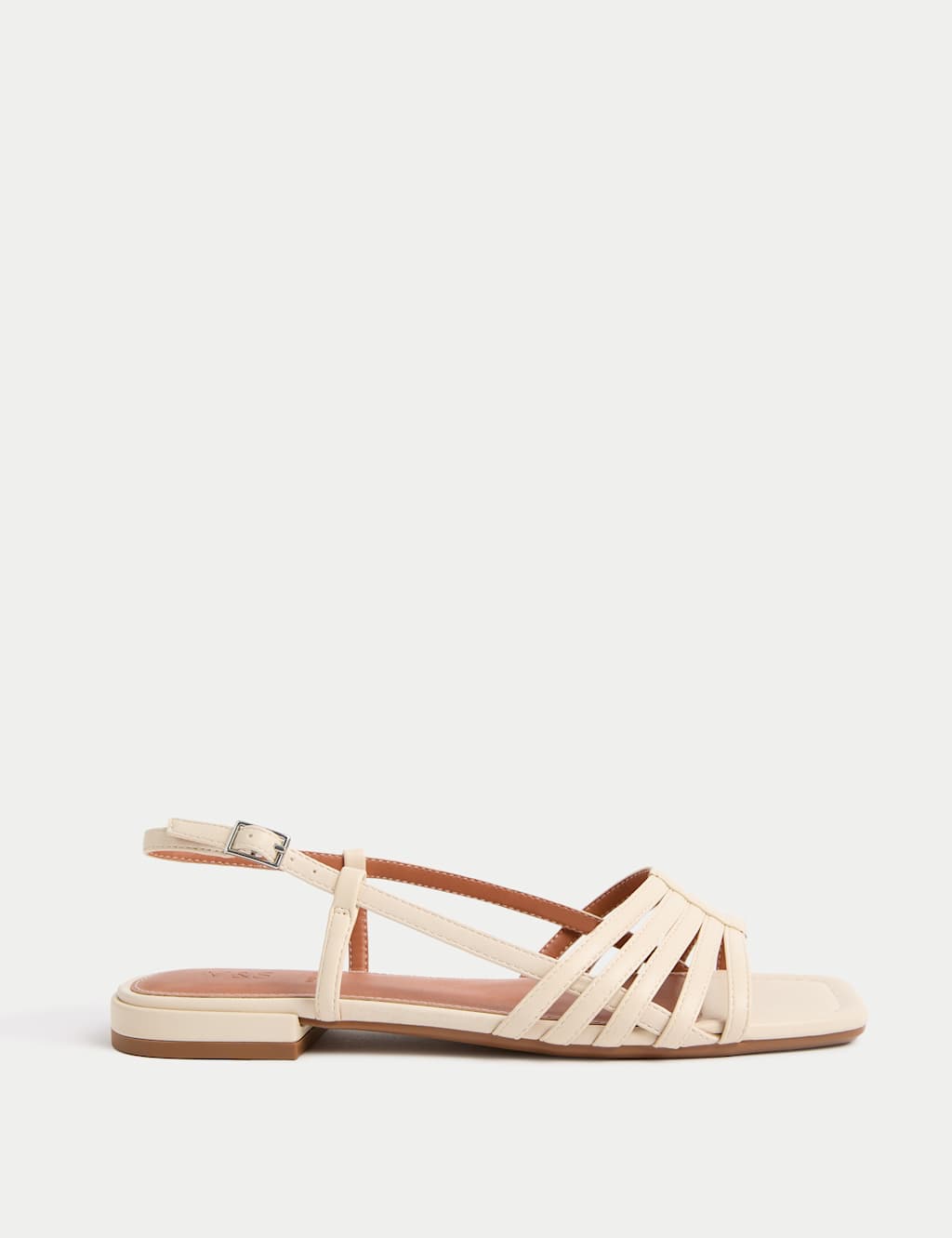 Metallic Strappy Flat Square Toe Sandals