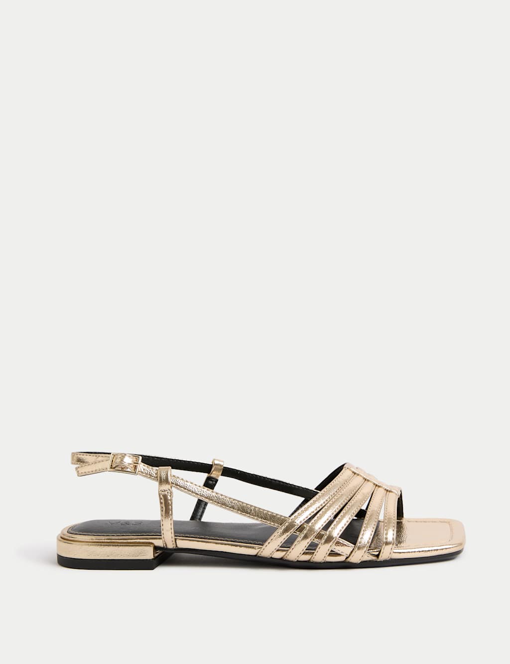 Metallic Strappy Flat Square Toe Sandals