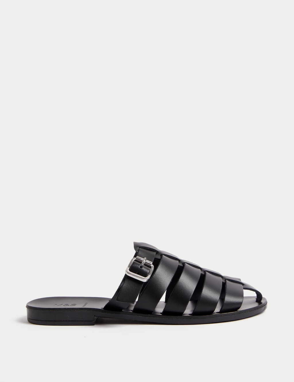 Leather Buckle Flat Mules