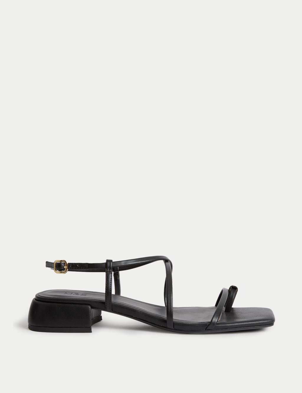 Ring Detail Ankle Strap Block Heel Sandals
