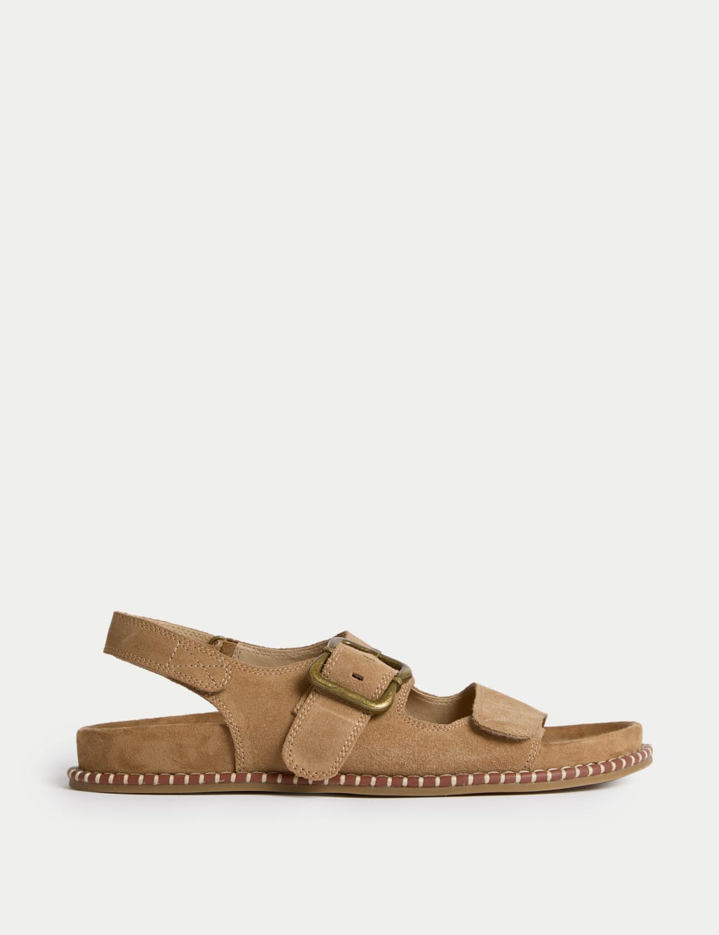 Suede Buckle Footbed Sandals