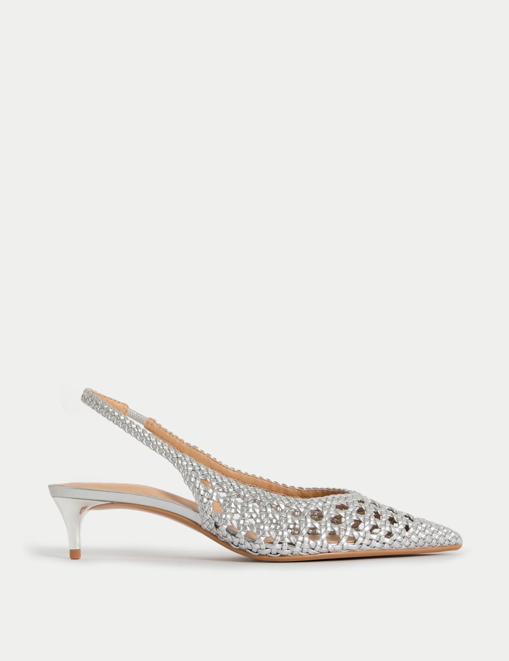 Woven Kitten Heel Slingback Shoes