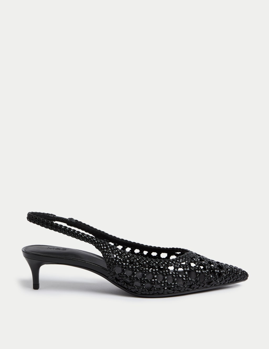 Woven Kitten Heel Slingback Shoes
