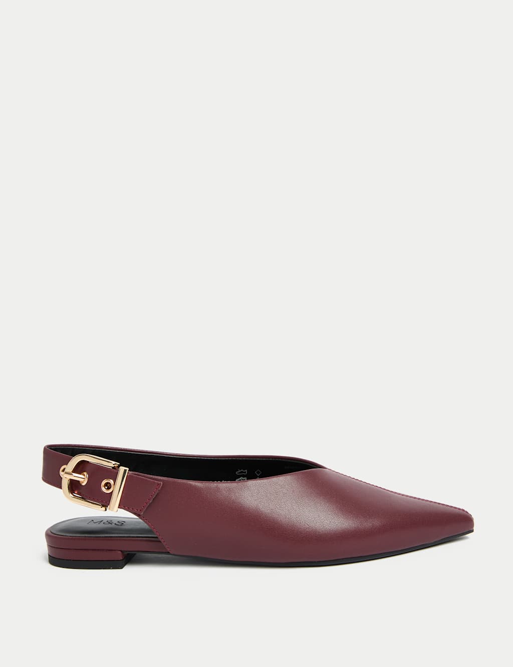 M&S Flat Pointed Slingback Shoes Burgundy