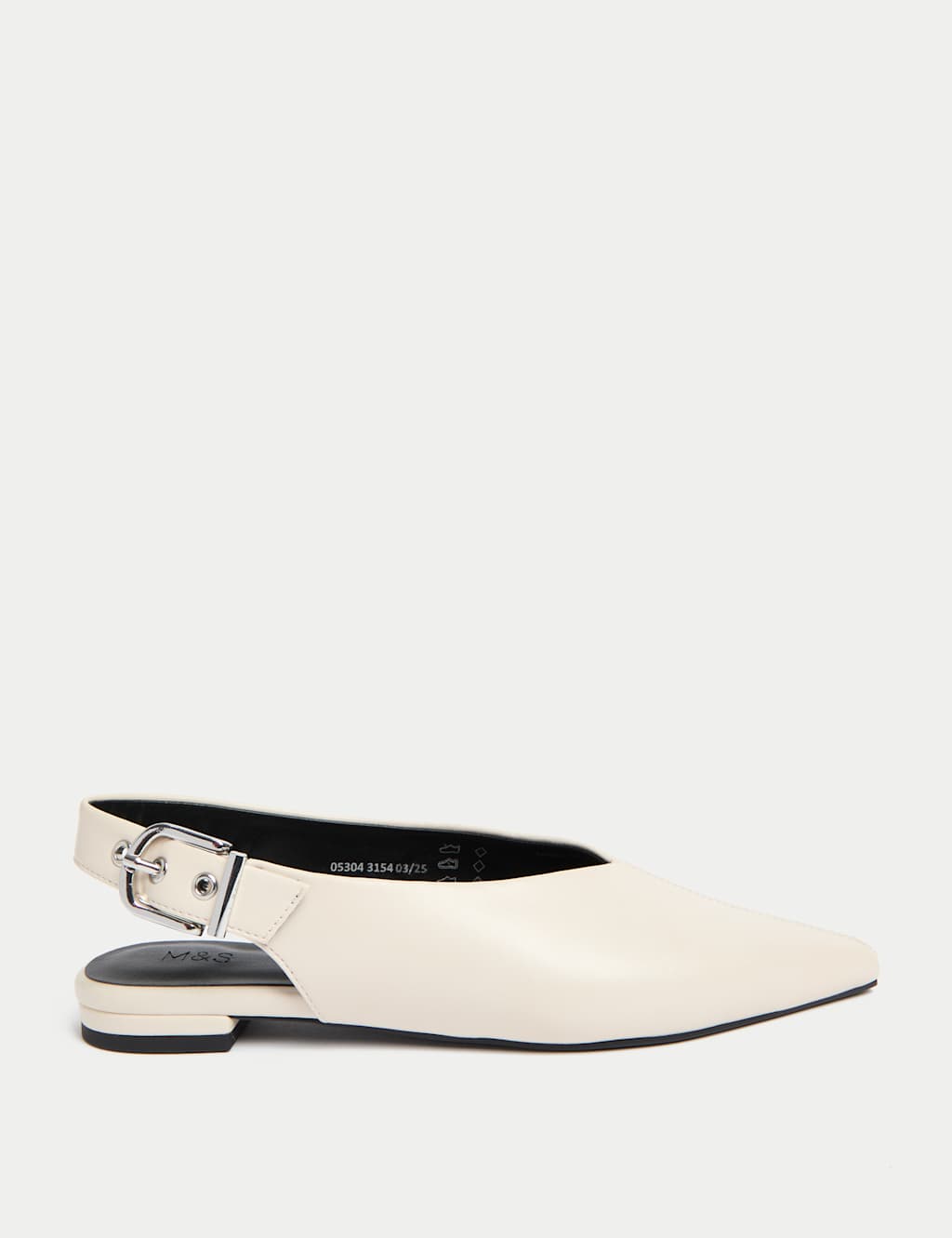 M&S Flat Pointed Slingback Shoes White