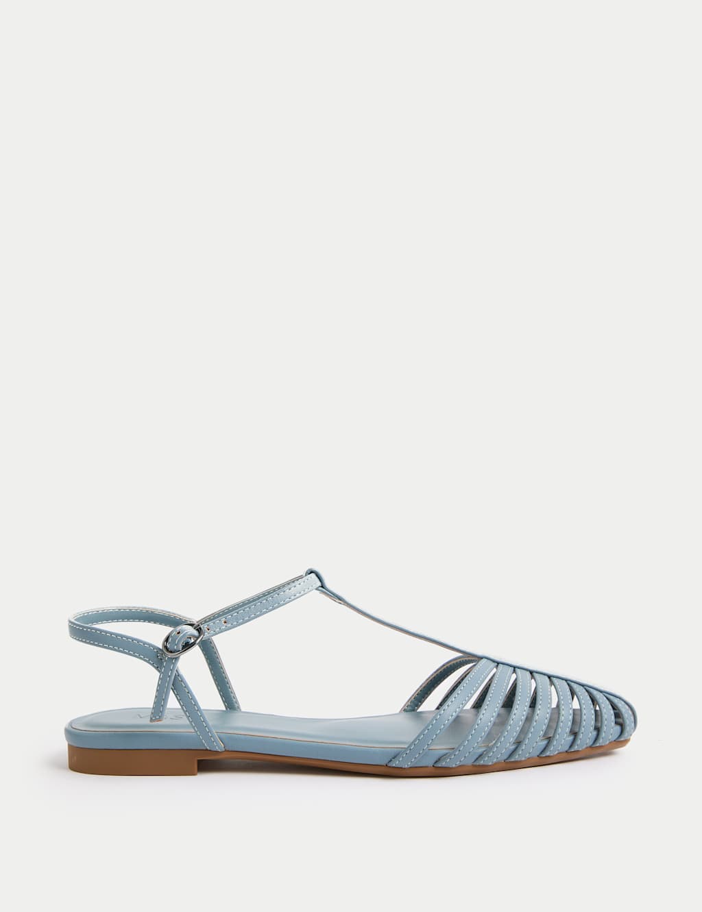 Ankle Strap T Bar Flat Pointed Sandals