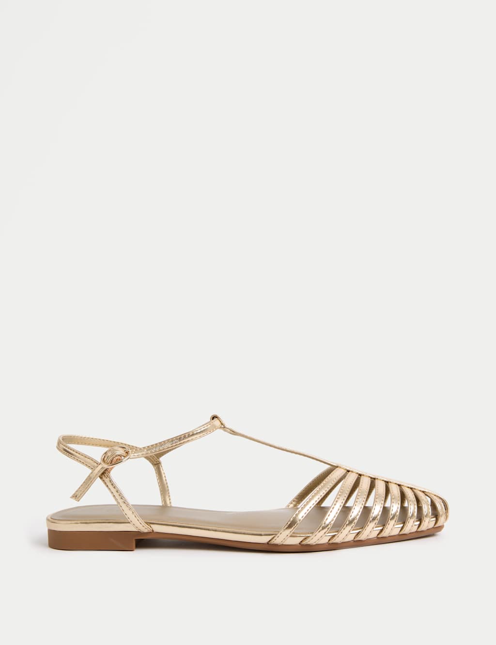 Ankle Strap T Bar Flat Pointed Sandals