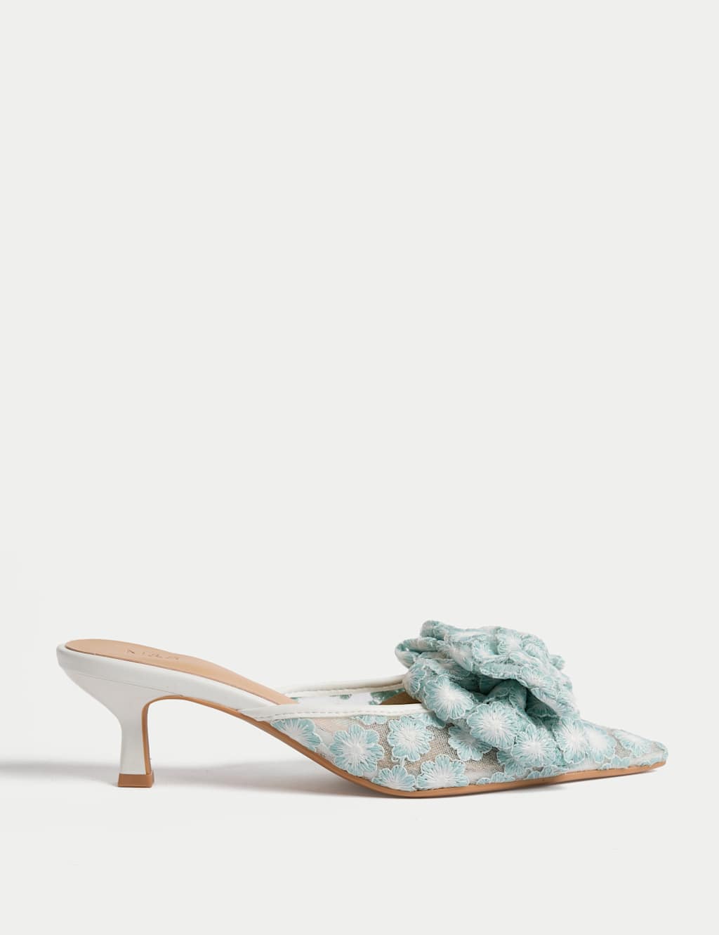 Floral Bow Kitten Heel Mules