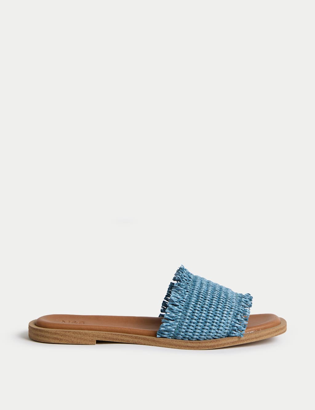 Raffia Flat Square Toe Mule Sandals