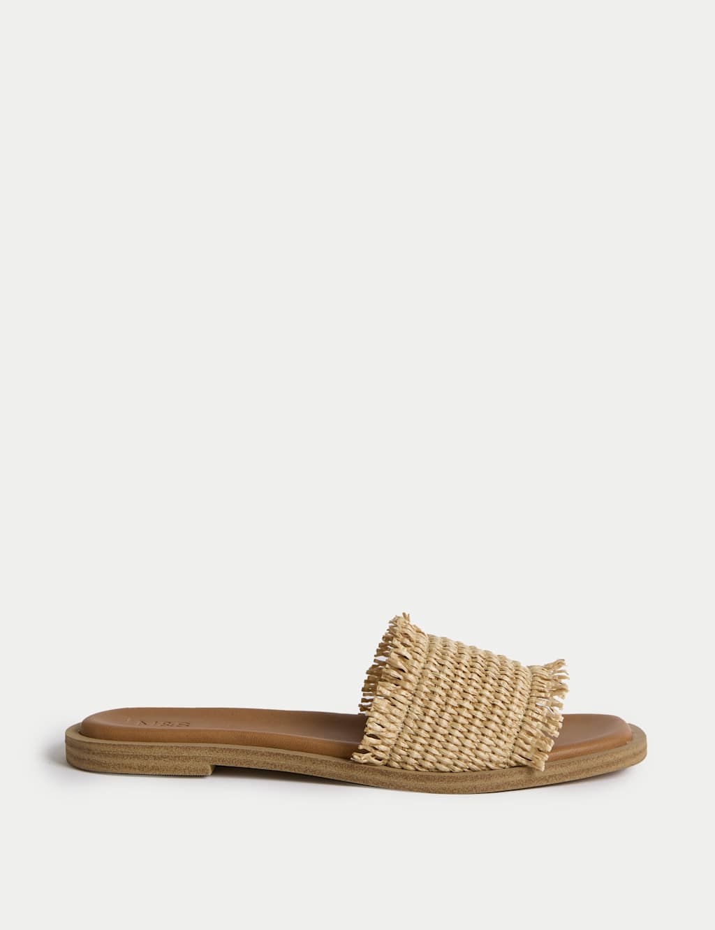 Raffia Flat Square Toe Mule Sandals