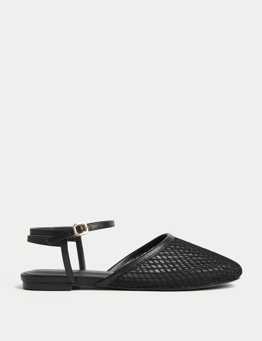 Mesh Ankle Strap Flat Sandals