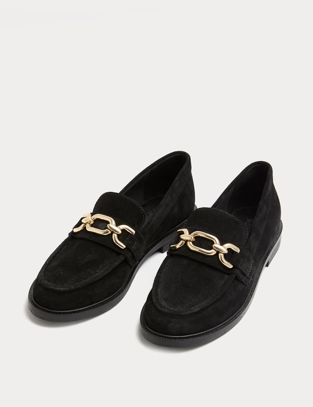 M&S Suede Trim Flat Loafers Black