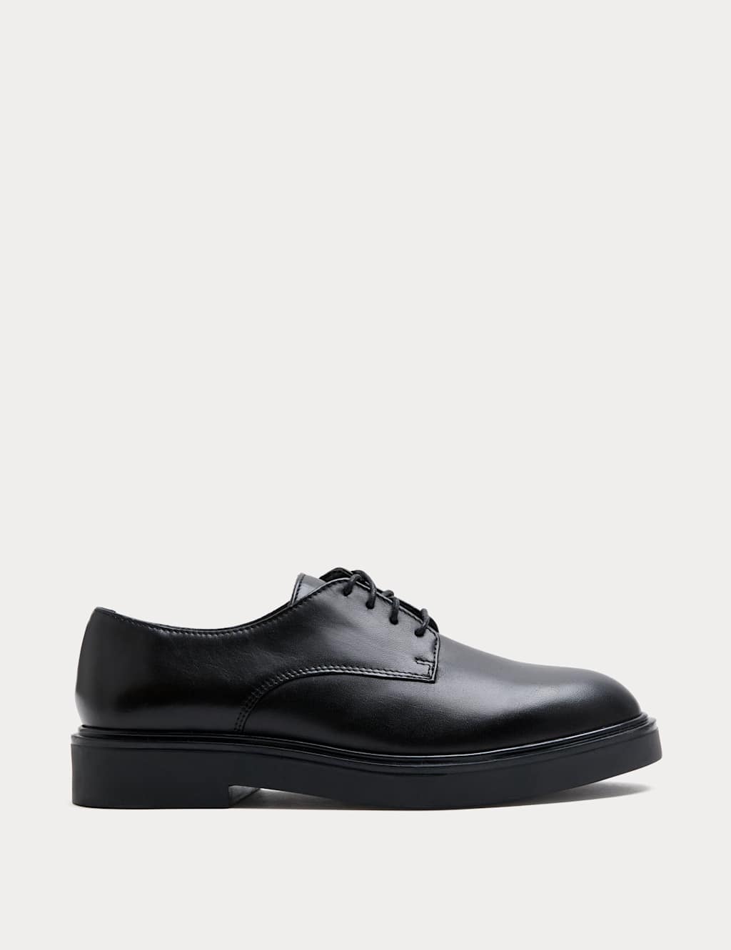 M&S Leather Flat Lace Up Shoes Black