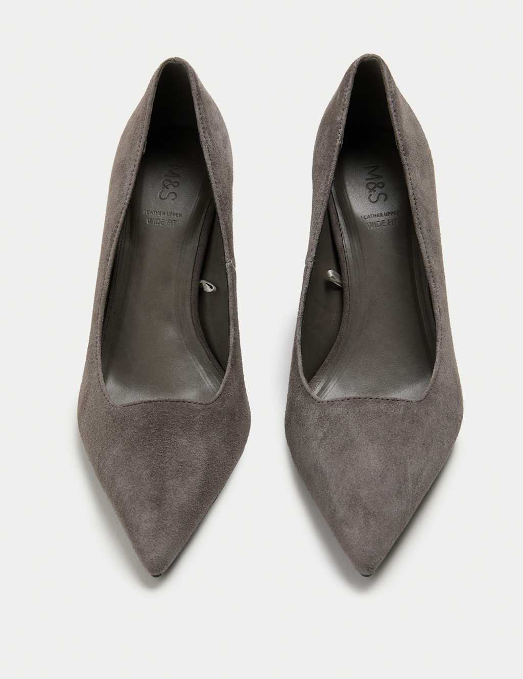 M&S Suede Stiletto Heel Court Shoes Grey