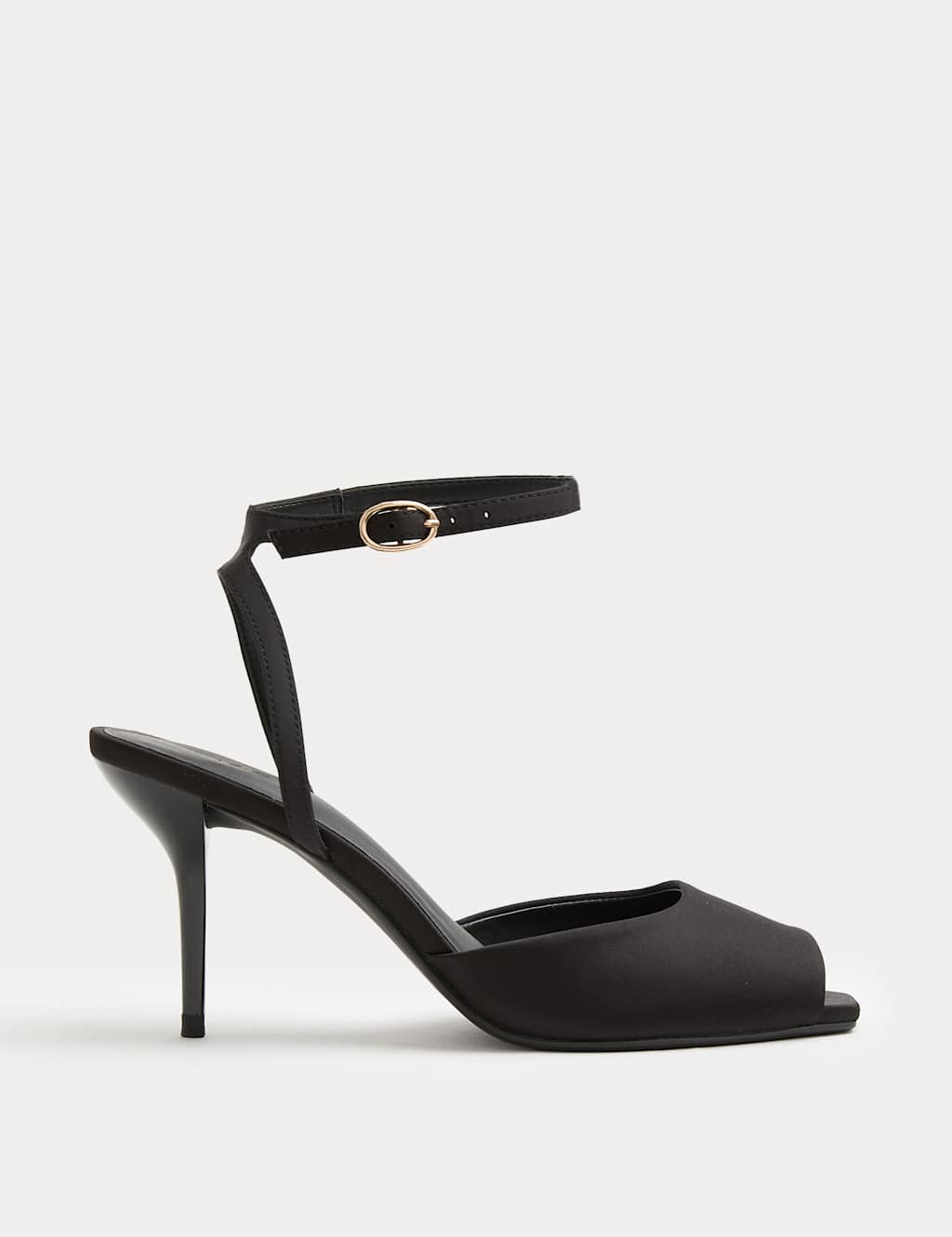 M&S Satin Peep Toe Stiletto Heel Sandals Black