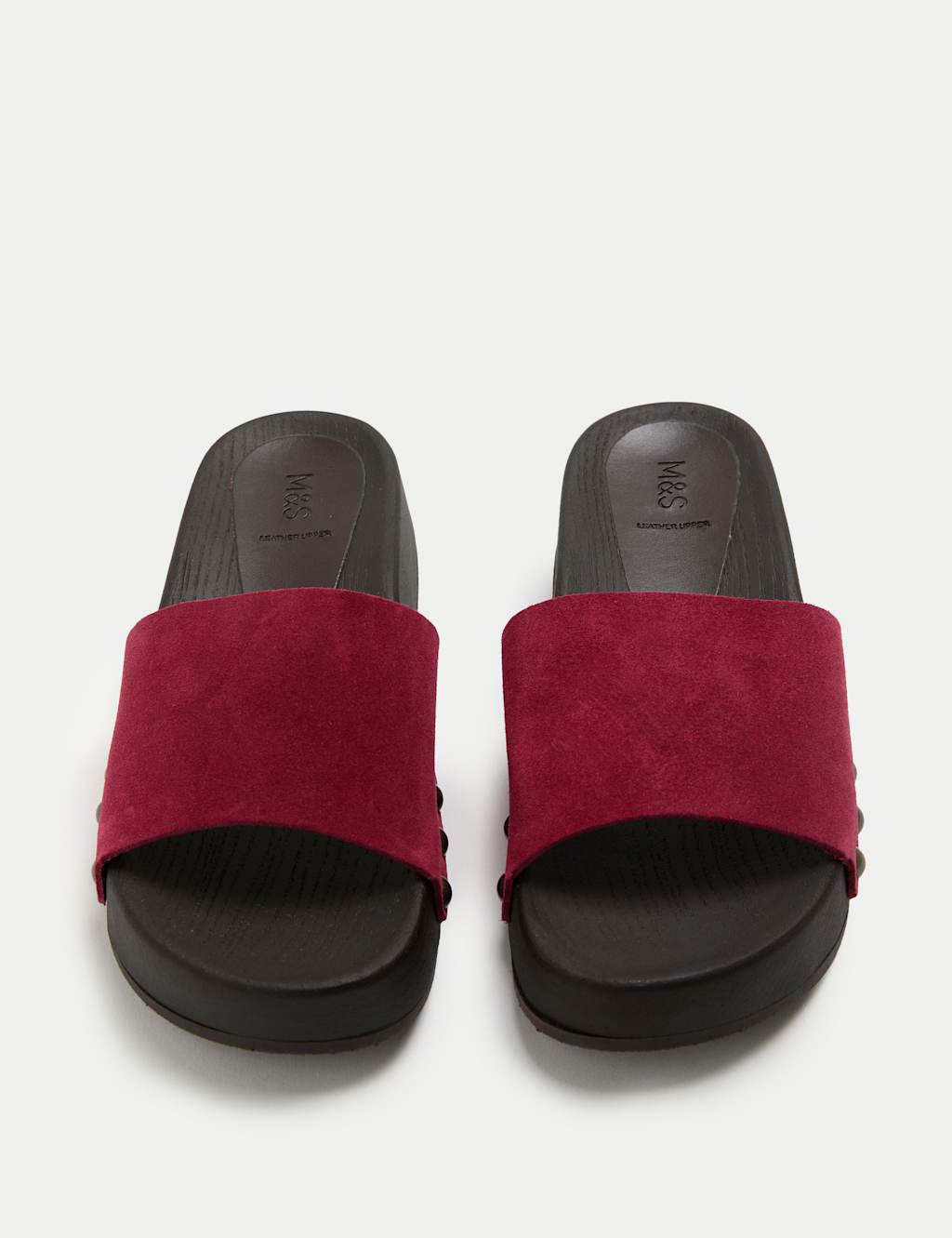 M&S Collection Women's Suede Slip On Clog - 4 - Burgundy, Burgundy