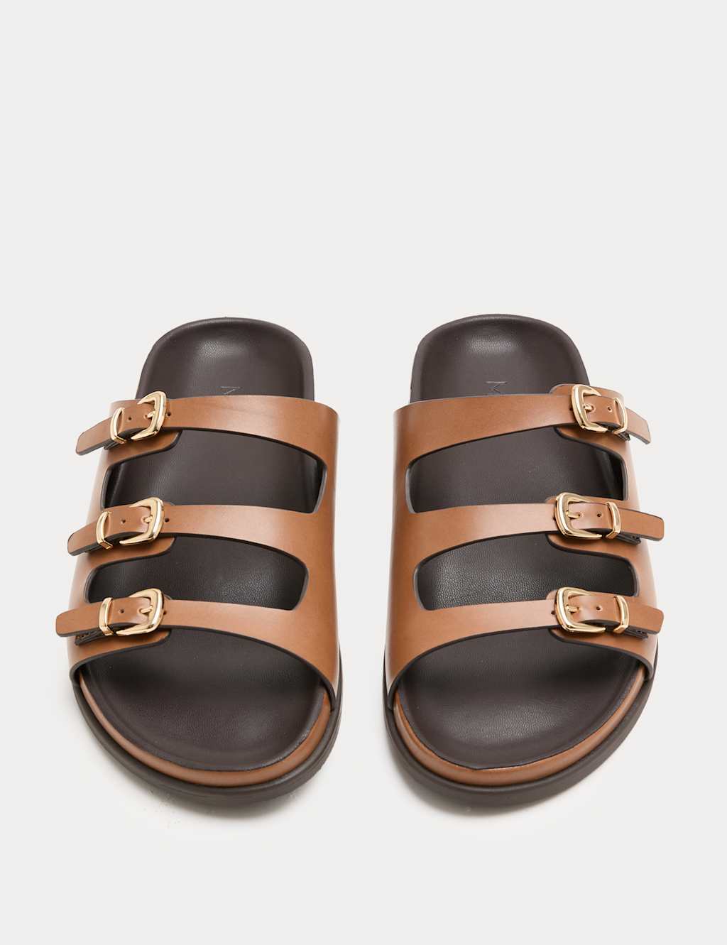 M&S Women's Triple Buckle Footbed Sandals - 8 - Tan