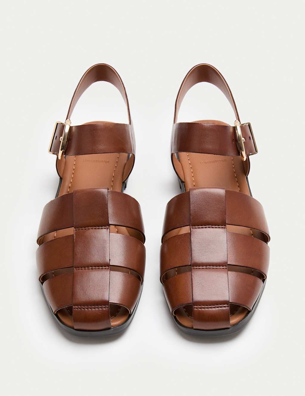 M&S Women's Leather Buckle Flat Fisherman Sandals - 5 - Tan