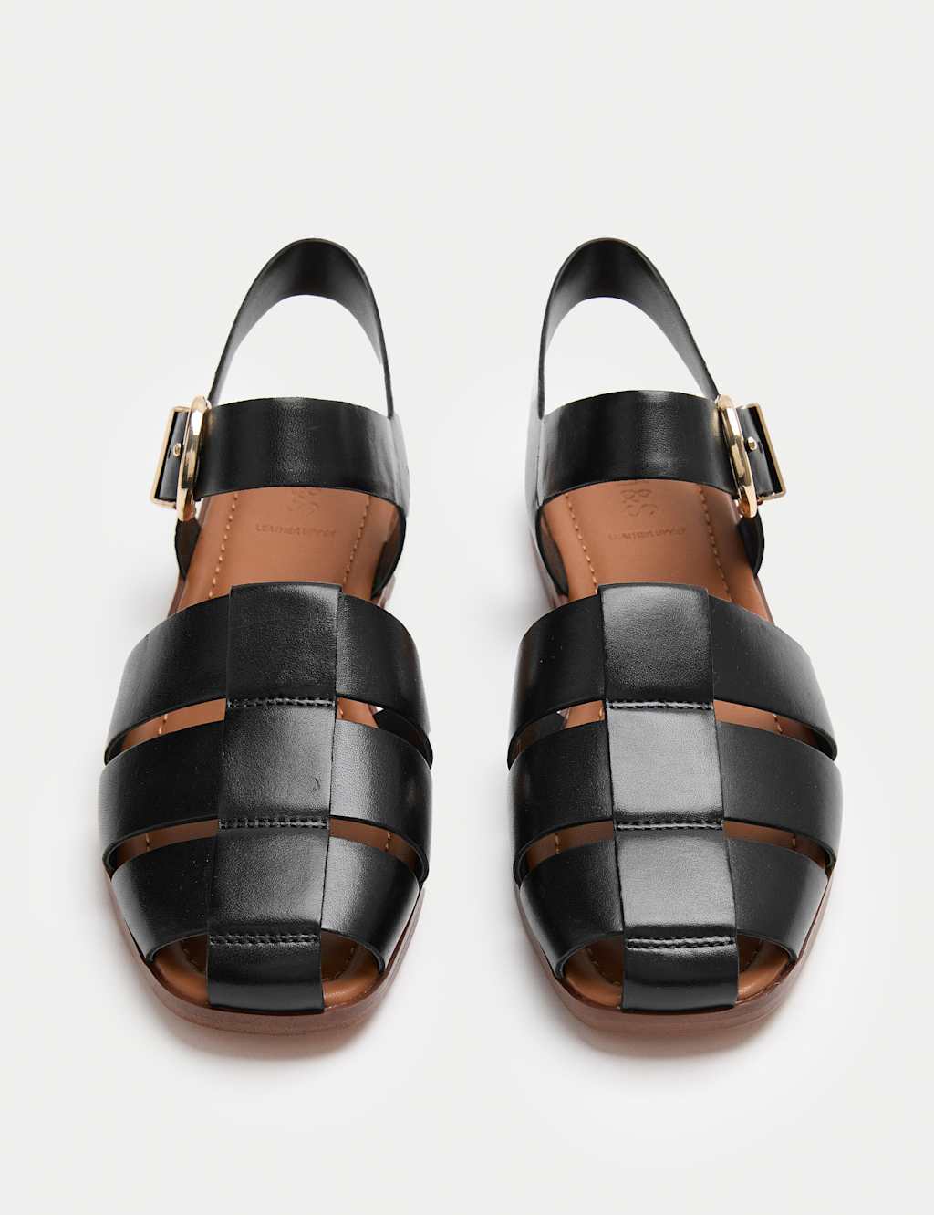 M&S Women's Leather Buckle Flat Fisherman Sandals - 3 - Black