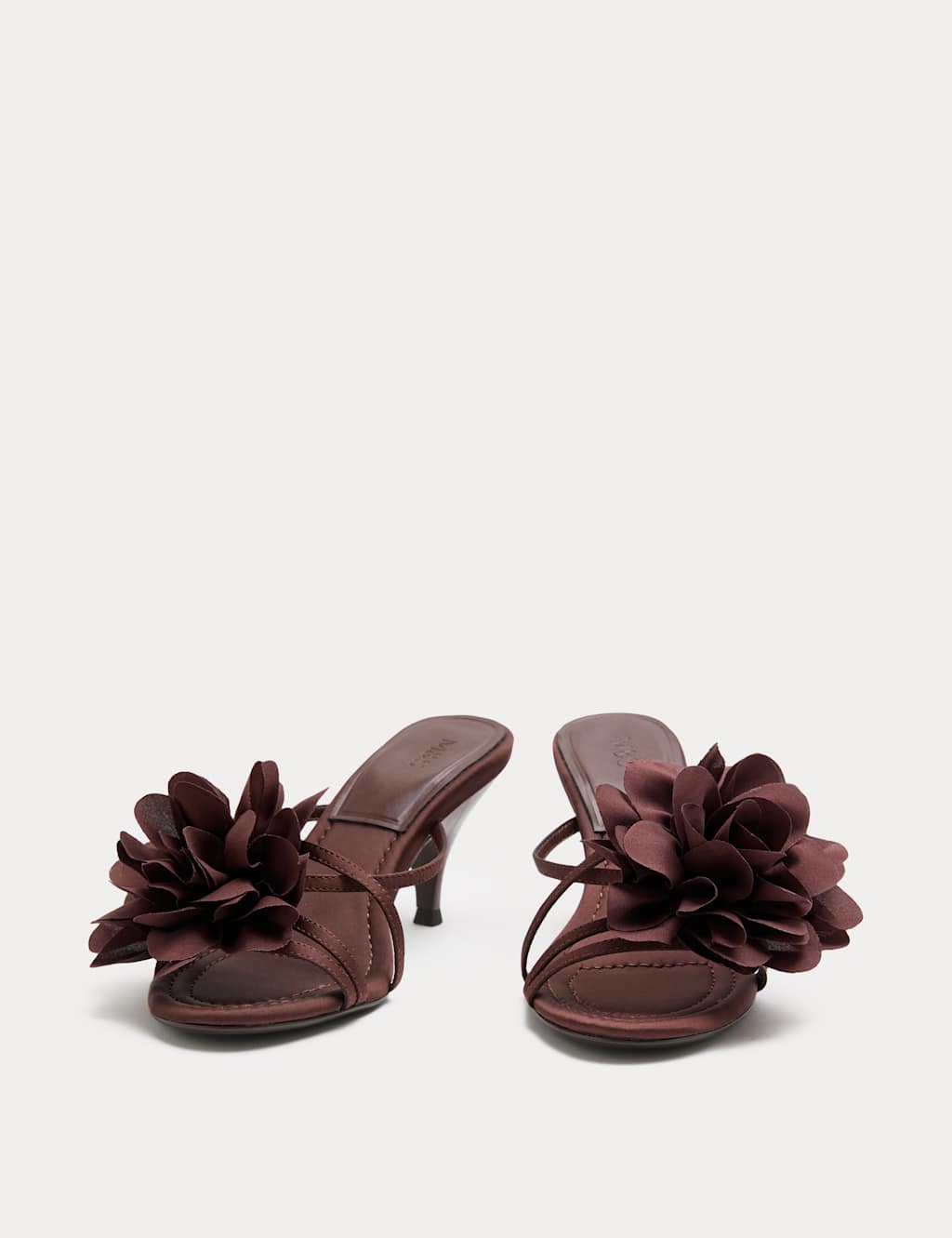 M&S Women's Corsage Stiletto Heel Mules - 4 - Chocolate