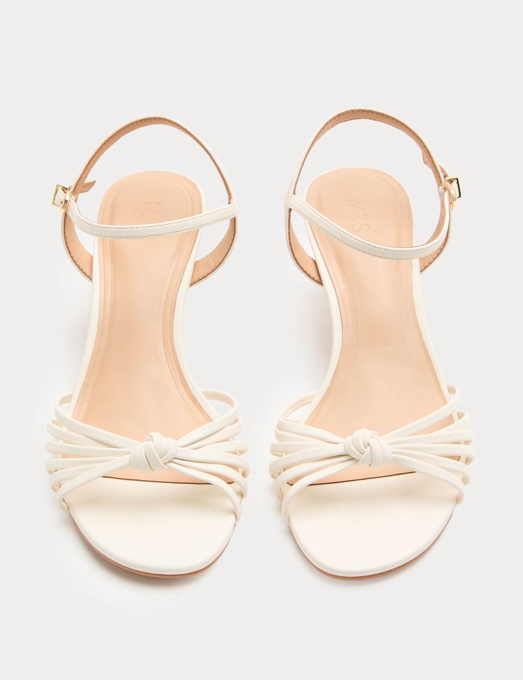 M&S Women's Knot Strappy Stiletto Heel Sandals - 7 - Cream