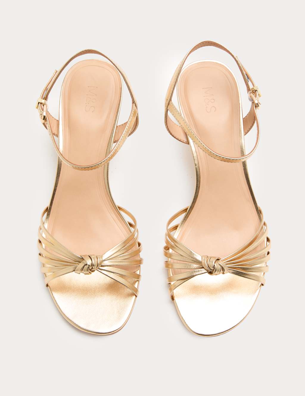 M&S Women's Knot Strappy Stiletto Heel Sandals - 7 - Gold