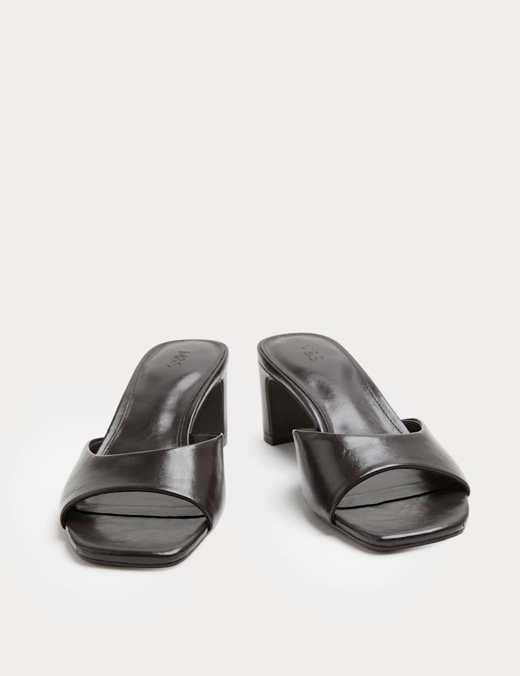 M&S Women's Block Heel Peep Toe Mules - 4 - Brown